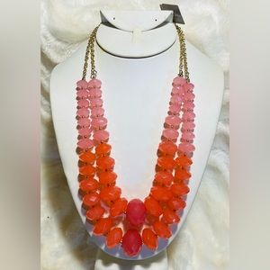 New Cookie Lee two tier coral color necklace